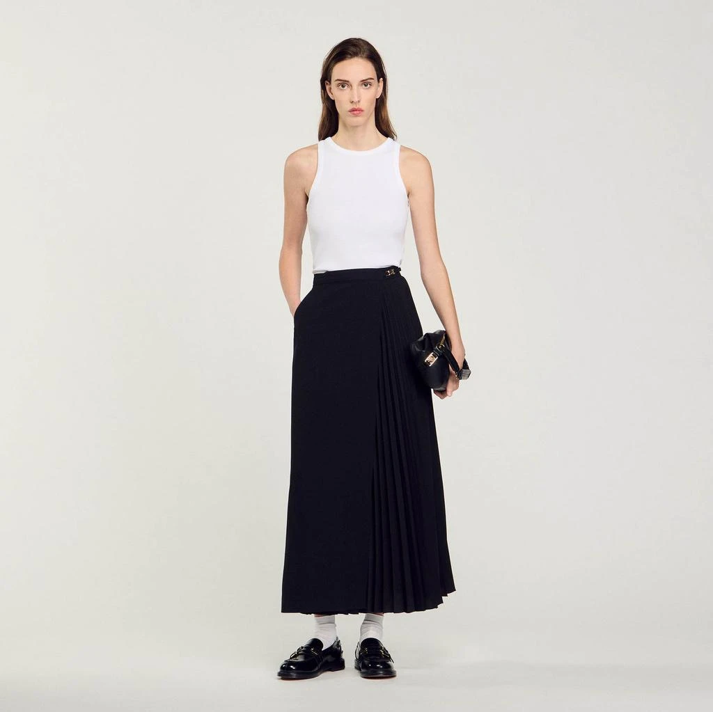 Sandro Curb chain buckle pleated skirt 1