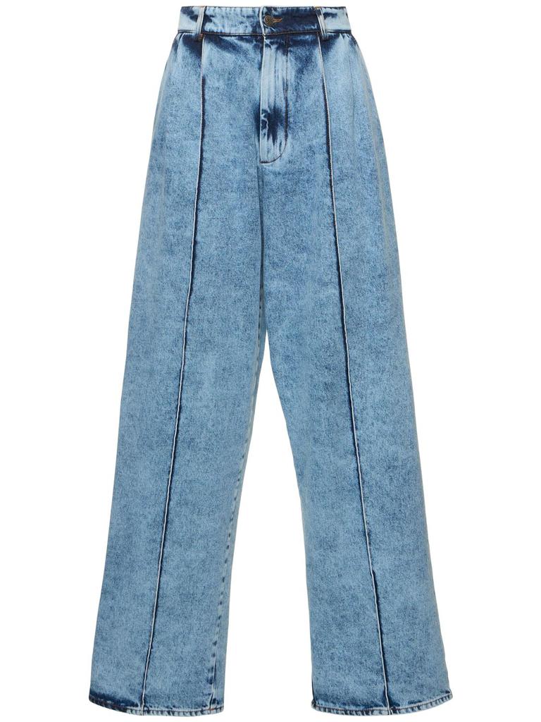 GIUSEPPE DI MORABITO Cotton Denim High Rise Wide Jeans