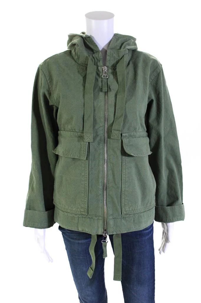 Everlane Womens The Canvas Organic Cotton Anorak  Forest Green 1