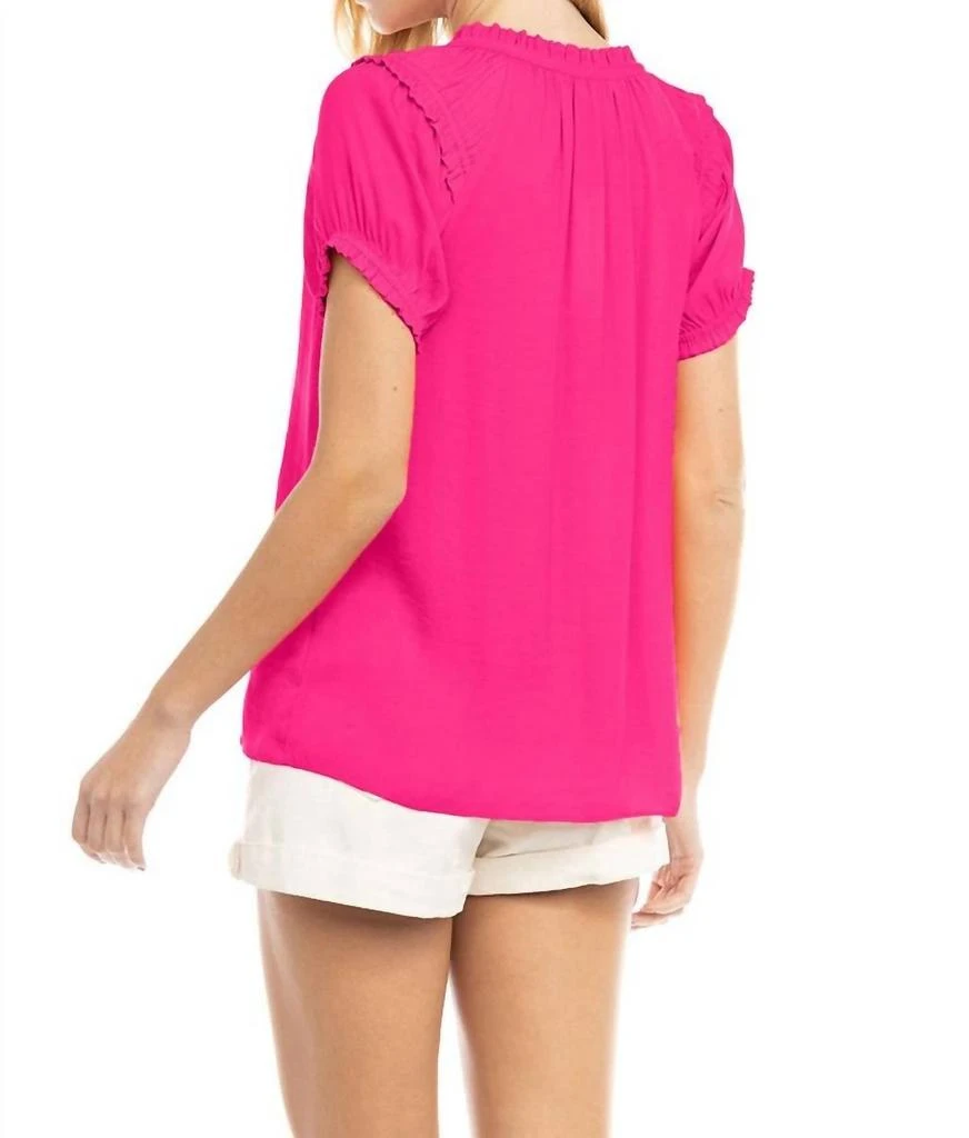 Naked Zebra Harlone Frill Top In Hot Pink 2