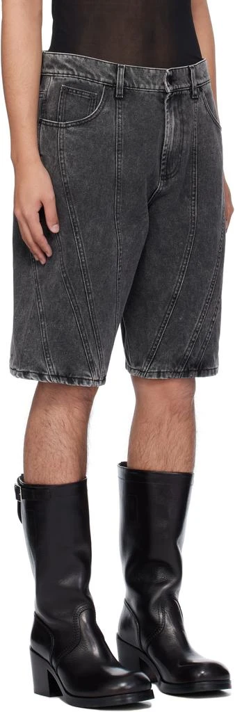 Mugler Black Spiral Baggy Denim Shorts 2
