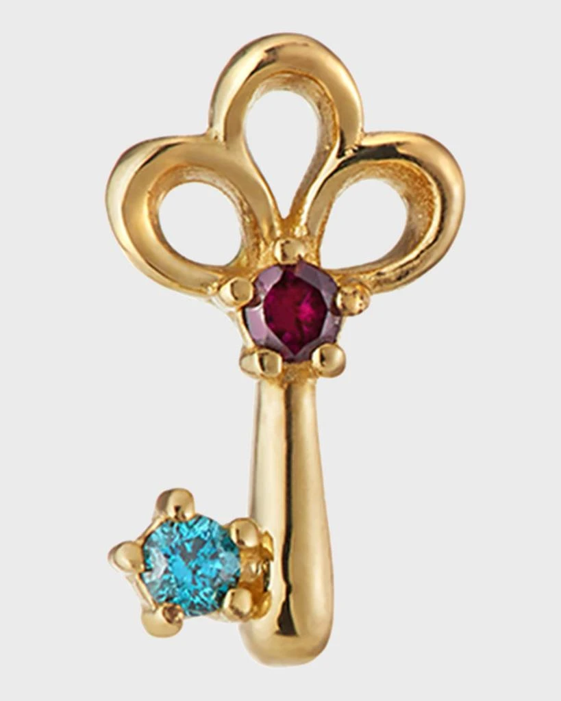 Stevie Wren Misfit 14k Blue & Purple Diamond Key Earring, Single 1
