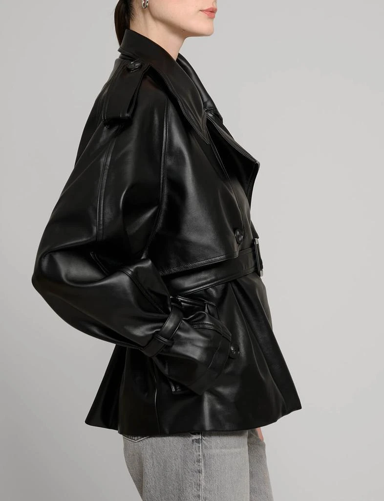 Pixie Market Black Cropped Leather Trench 5