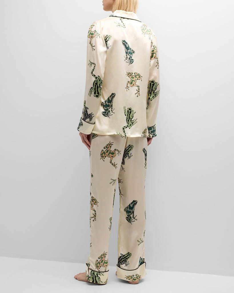 OLIVIA VON HALLE Lila Frog-Print Silk Satin Pajama Set 3