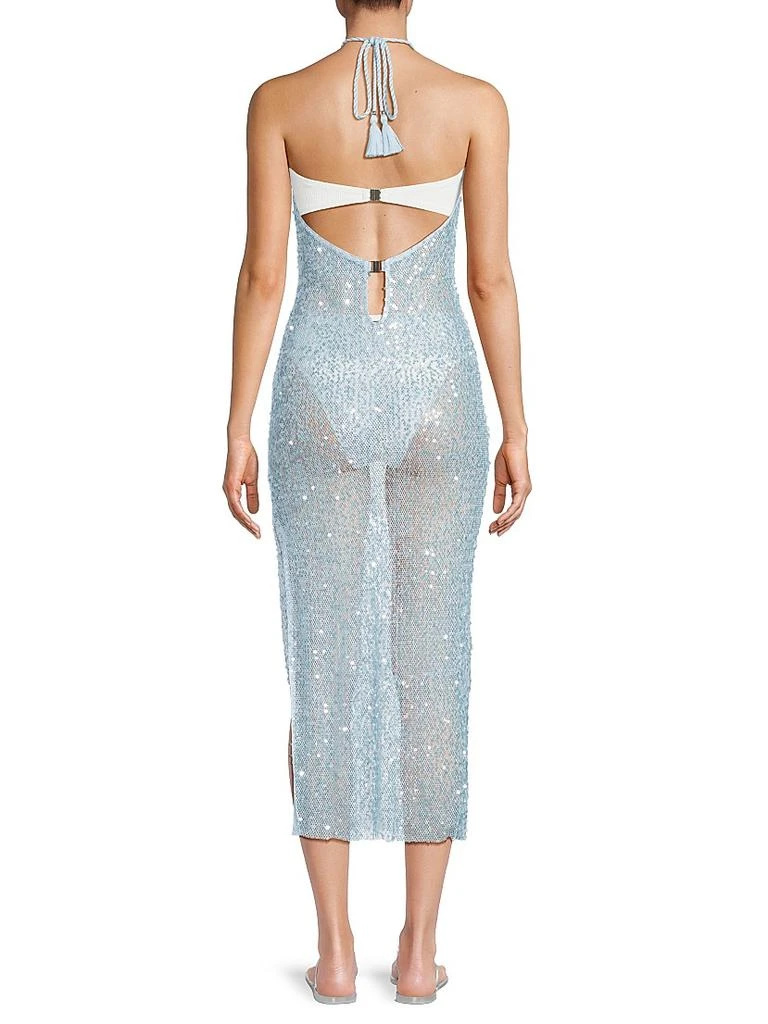 Milly Sequined Mesh Halterneck Dress 5