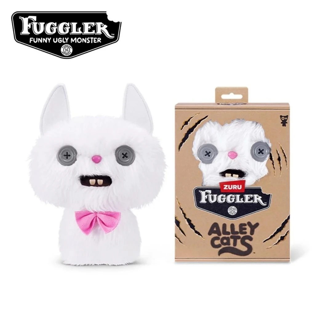 Fuggler Zuru  Alley Cats Cheeze White 9 Inch Plush Toy