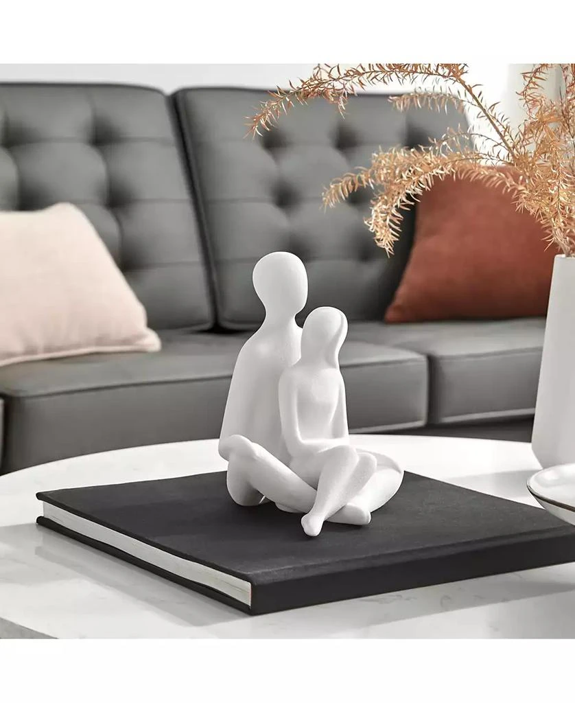 Danya B Hans White Abstract Sitting Couple Matte Ceramic Sculpture Set 4