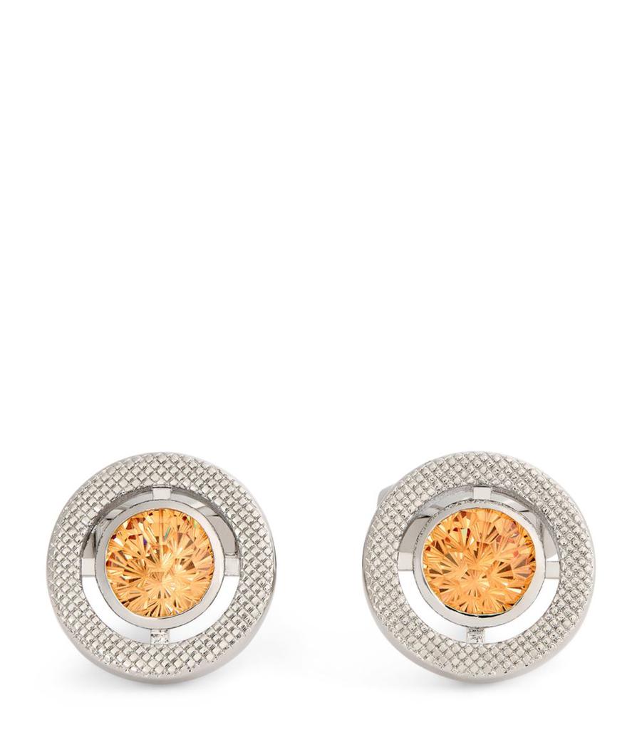 Tateossian Cubic Zirconia and Rhodium-Plated Circular Cufflinks