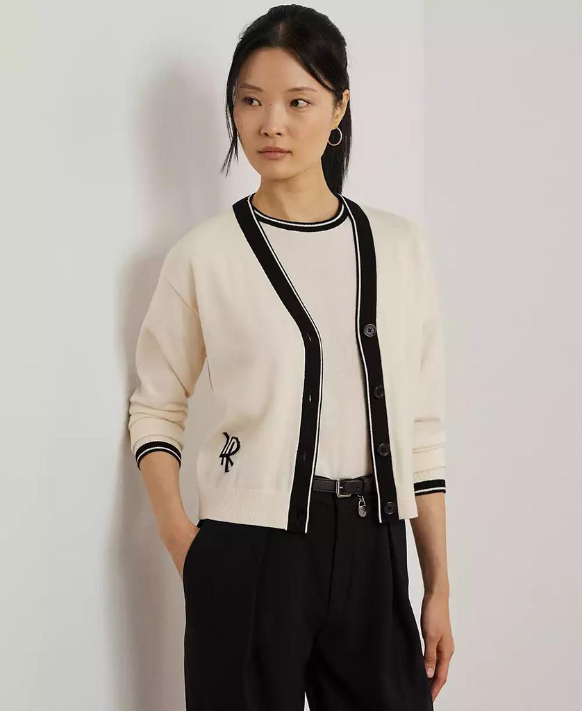 Ralph Lauren Women's Two-Tone Cotton-Blend Cardigan
