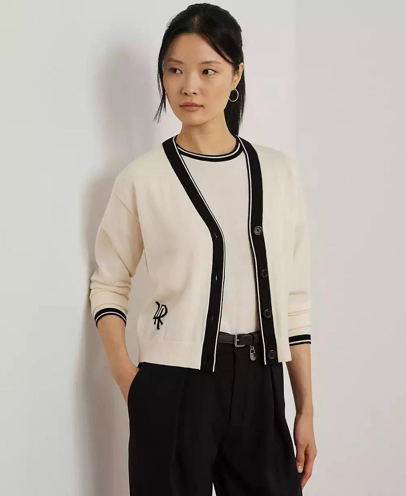 Ralph Lauren Women's Two-Tone Cotton-Blend Cardigan 1
