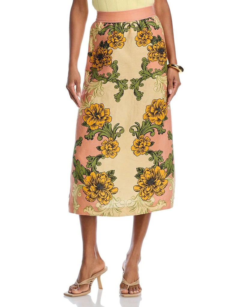 Farm Rio Delicate Flower Linen Arabesque Skirt 1