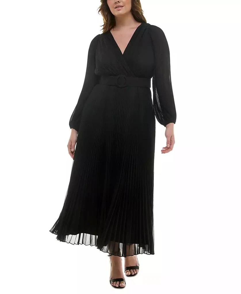 Taylor Plus Size Pleated Belted Maxi Dress 2