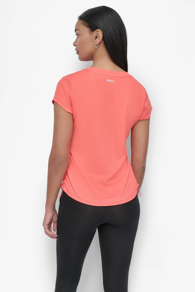 DKNY SHORT SLEEVE TECH TEE WITH RUCHED SIDE SEAMS