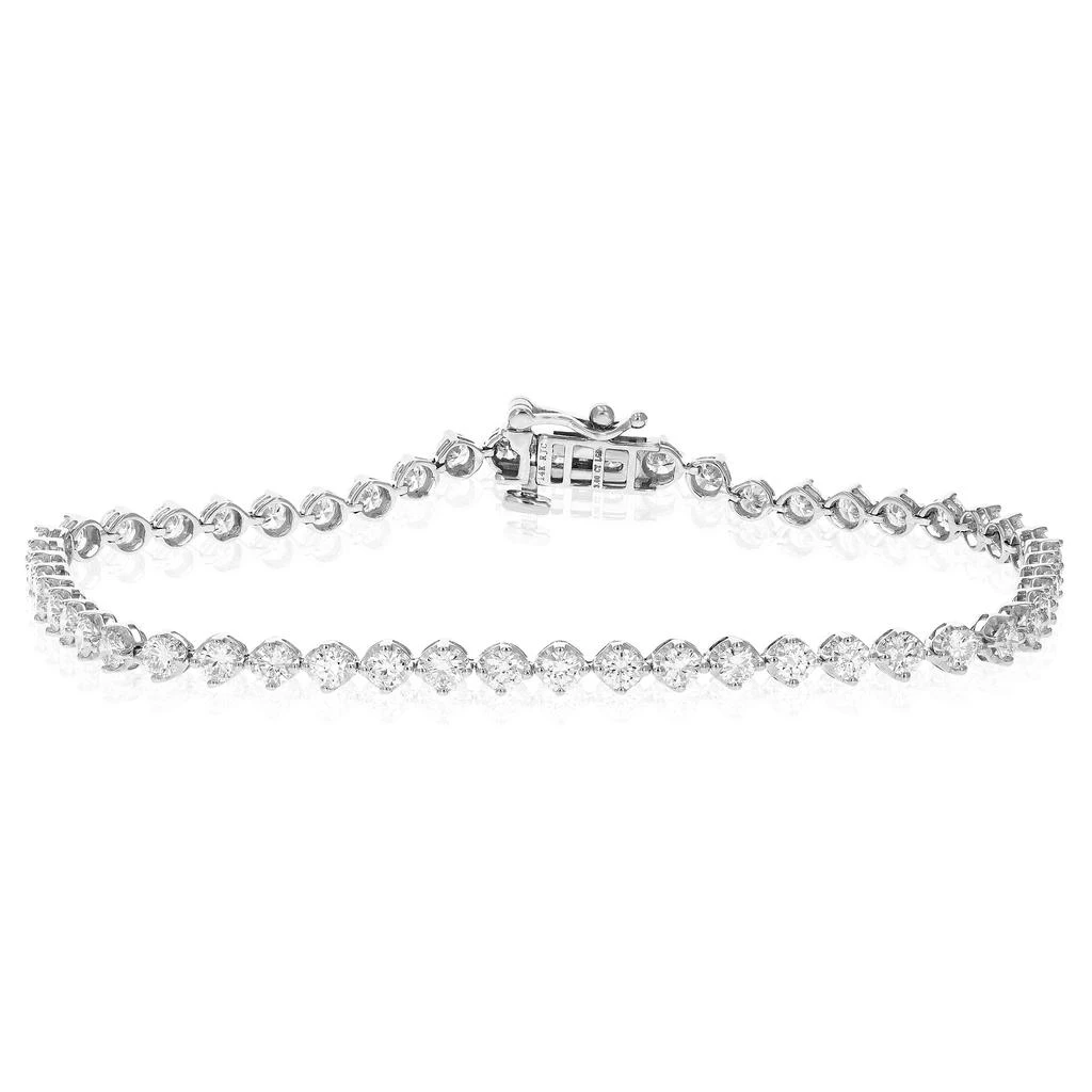 Vir Jewels 3 cttw 53 Stones Round Cut Diamond Bracelet 14K White Gold Prong Set 7 Inch