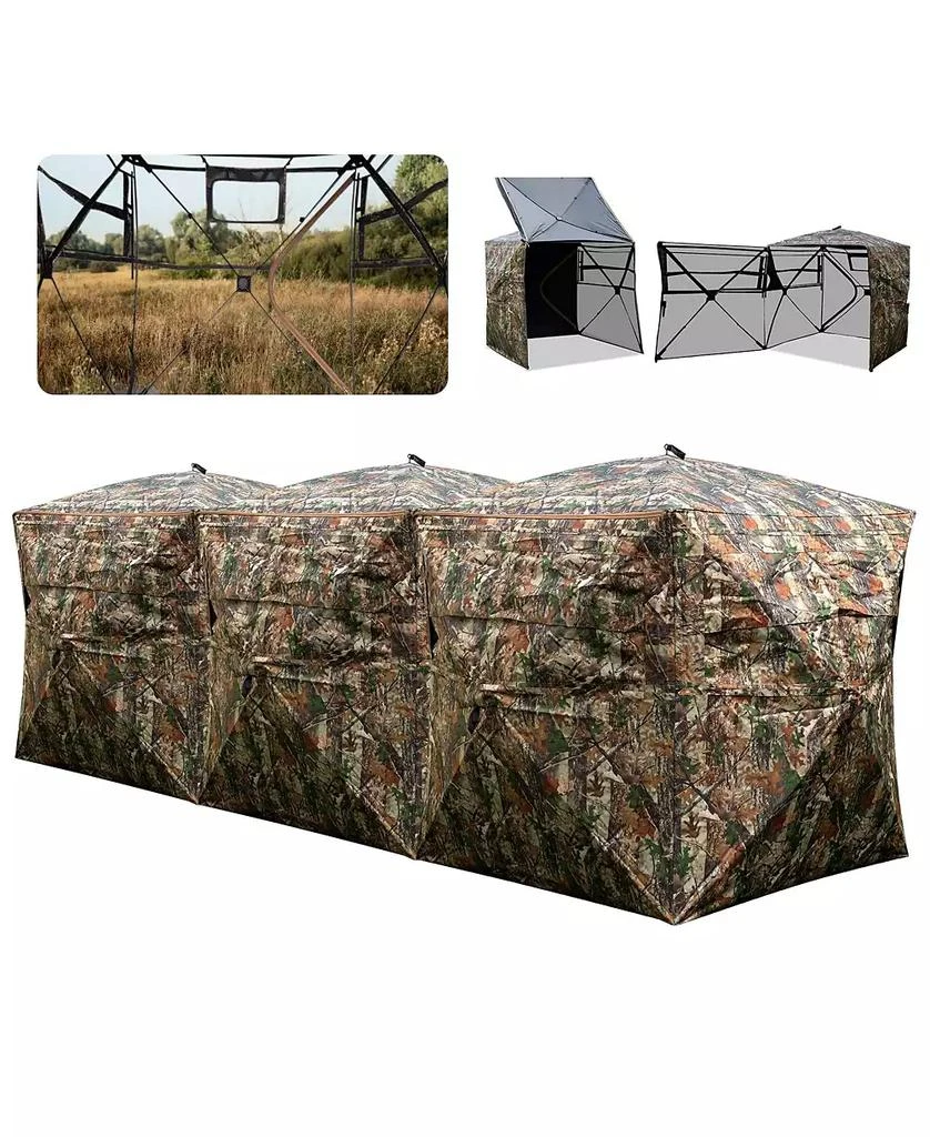 Mecale Double One-Way See-Through Ground Hunting Blinds for 2-6 People, Side-by-Side Shelter