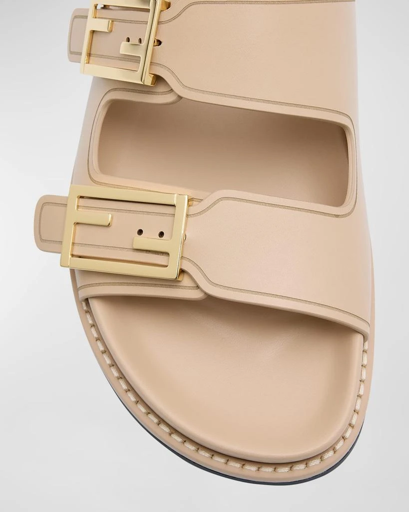 Fendi F Buckle Leather Slide Sandals 7