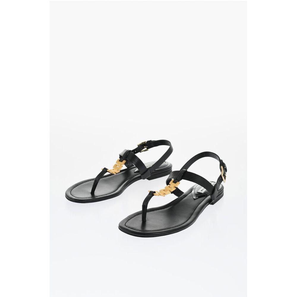 Victoria Beckham Leather Thong Sandals with Goldene Effect Women's Detail