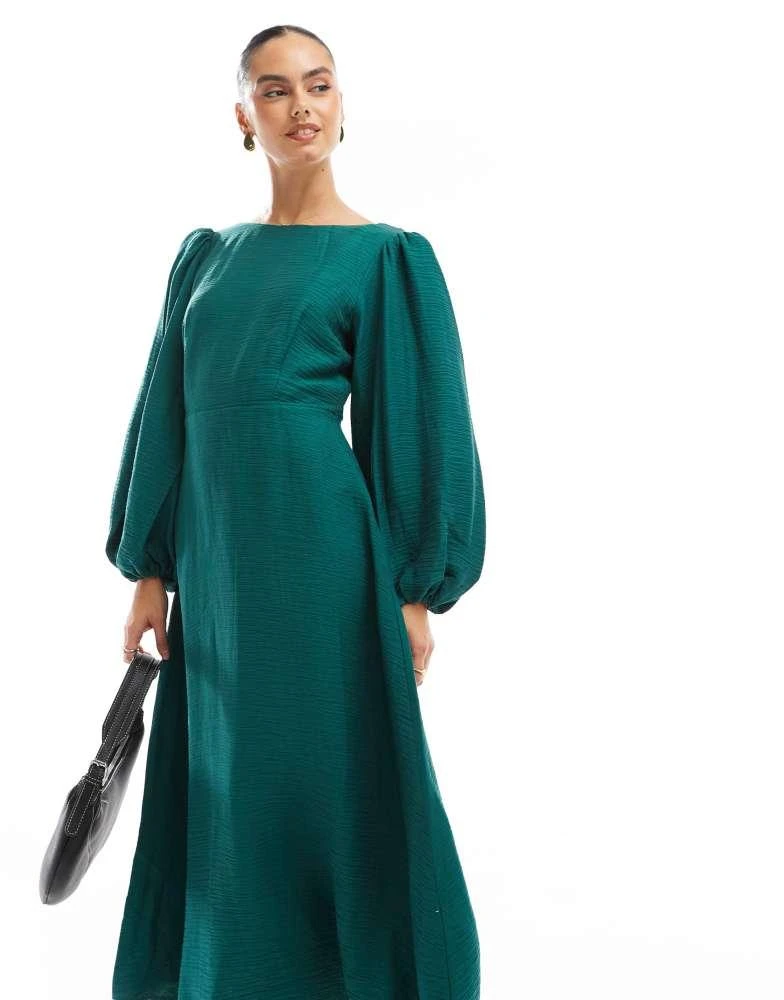 Nobody's Child Nobody's Child Zola midi dress in emerald green 3