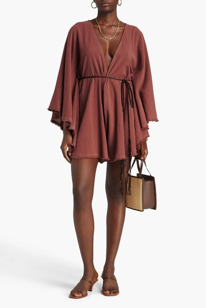 CARAVANA Macanche belted cotton-gauze playsuit 2