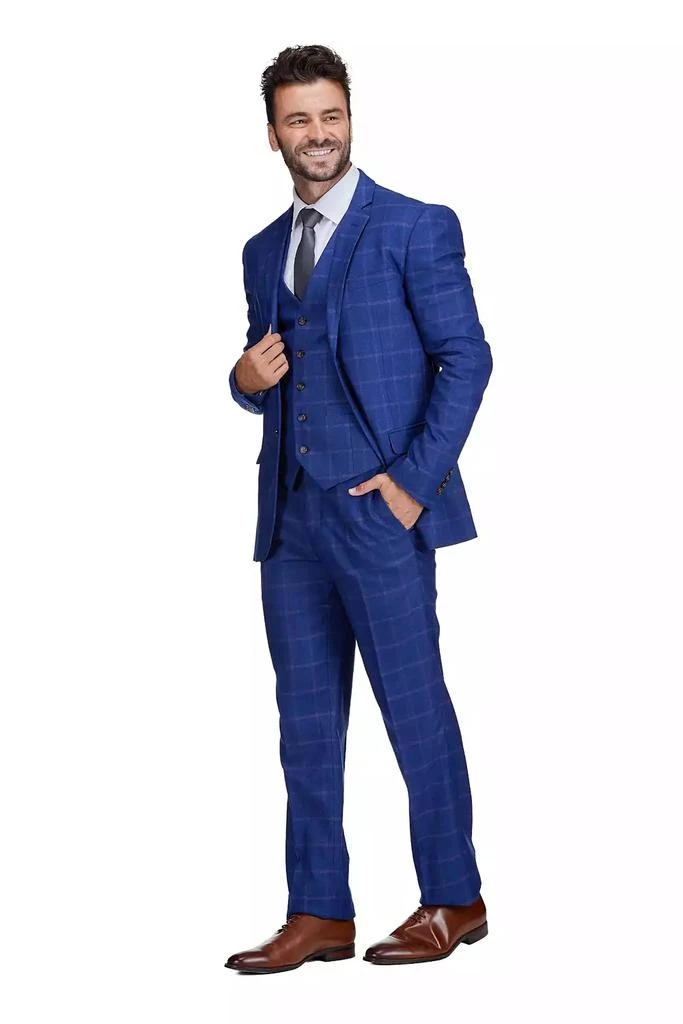 Gino Vitale Men's 3-Piece Windowpane Plaid Slim Fit Suit 1