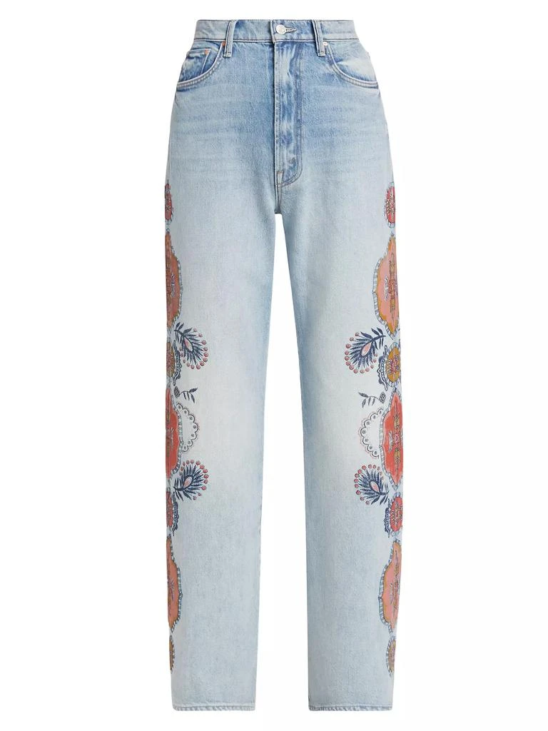 MOTHER The Maven Sneak Embroidery-Print Wide-Leg Jeans 1