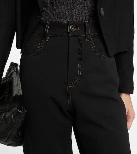 Brunello Cucinelli High-rise straight cotton-blend pants 4