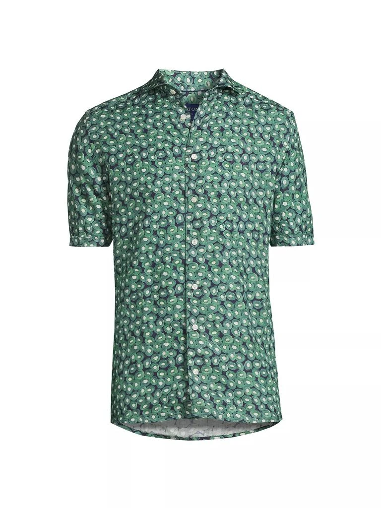 Eton Slim Fit Kiwi Print Linen Short Sleeve Shirt 1