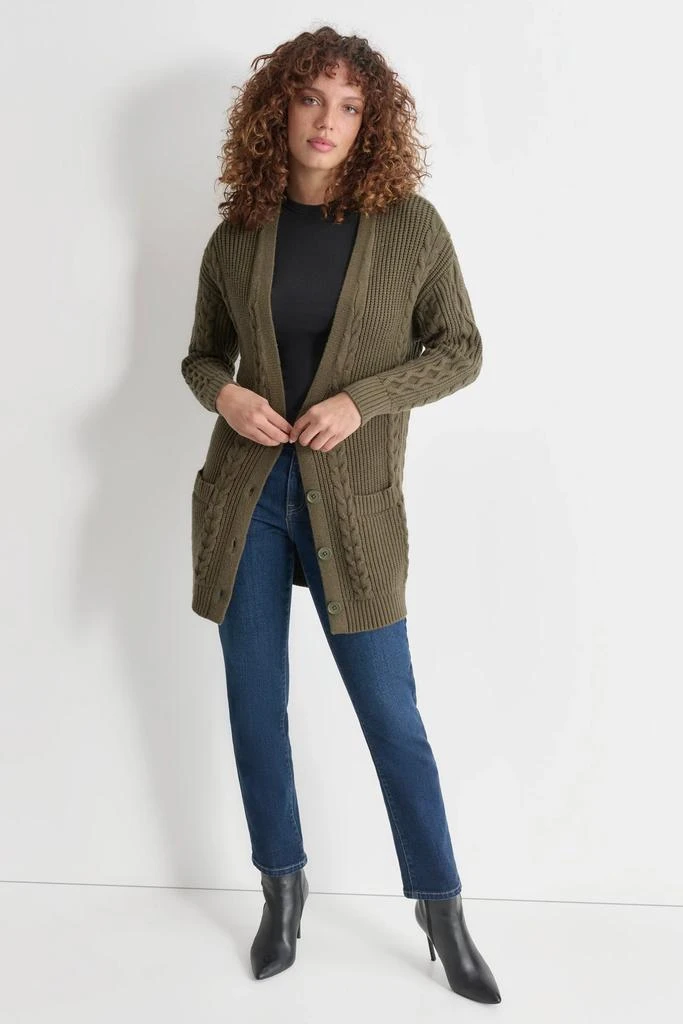 DKNY V-NECK RELAXED LONG CARDIGAN 3