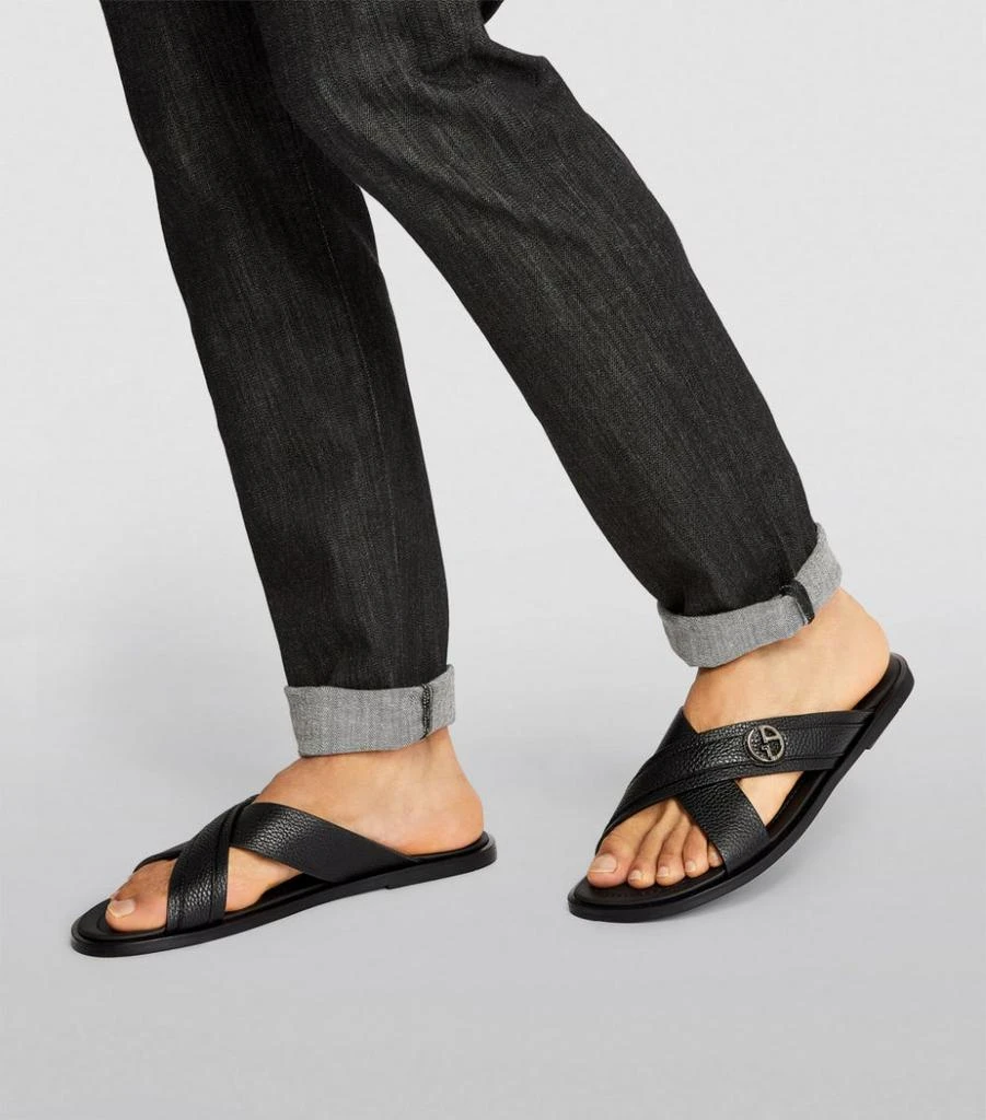 Giorgio Armani Leather Slip-On Sandals - BeyondStyle display picture 3