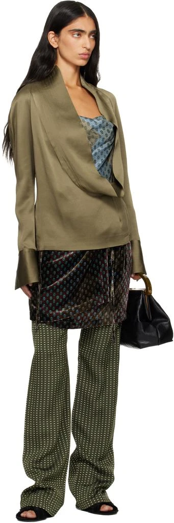 Dries Van Noten Khaki Crêpe Shirt 4