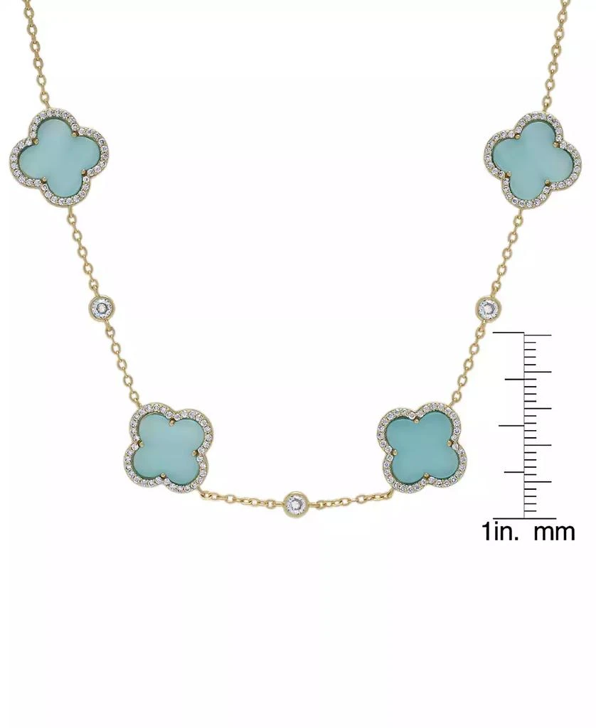 Macy's Blue Cat Eye & Cubic Zirconia Clover Leaf Link 18" Collar Necklace in 14k Gold-Plated Sterling Silver 3