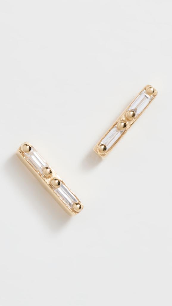 Suzanne Kalan 14k Baguette Diamond Stick Studs