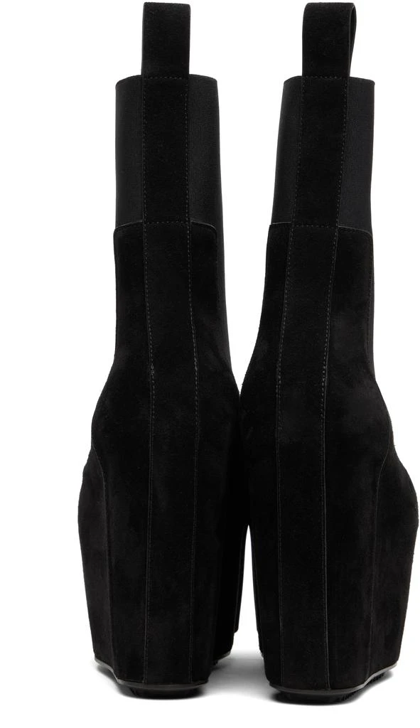 Rick Owens Black Grilled Wedge Beatle Suede Chelsea Boots 2
