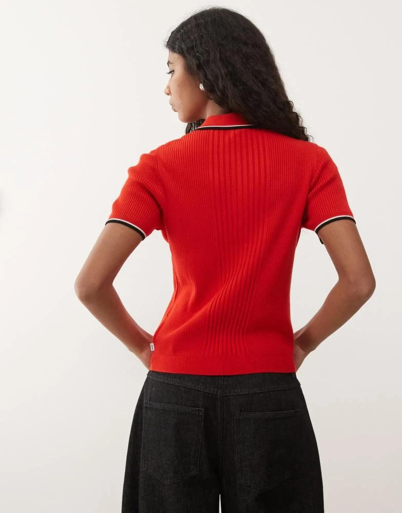 Wrangler Wrangler quarter zip polo in red and black 4