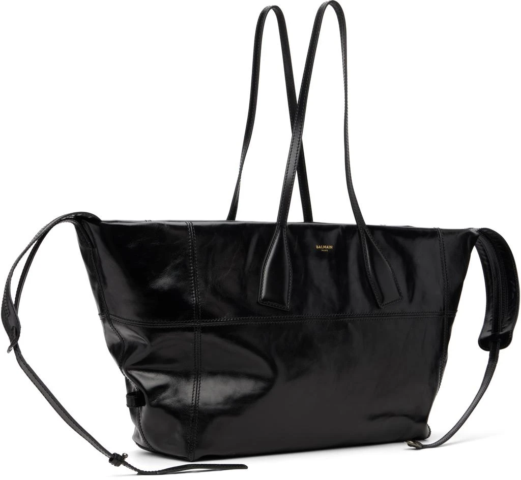 Balmain Black Track Zip Shiny Calfskin Tote 2