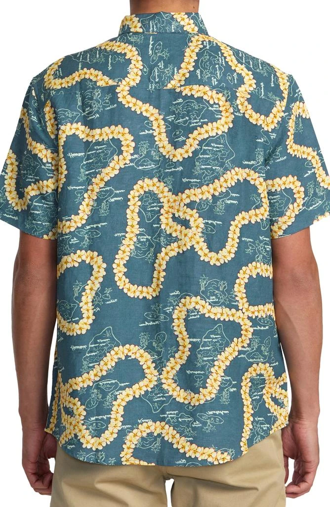 RVCA Exotica Regular Fit Floral Short Sleeve Linen Blend Button-Up Shirt 3