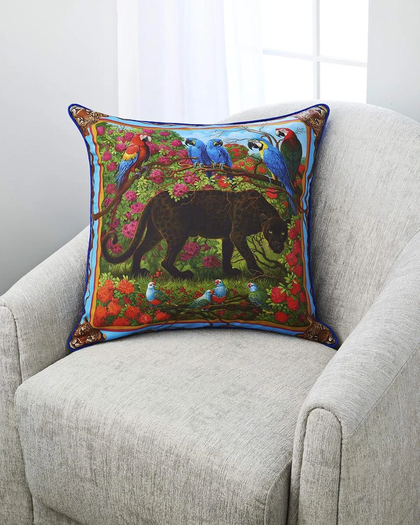 Yana Movchan Black Spotted Panther Silk Pillow