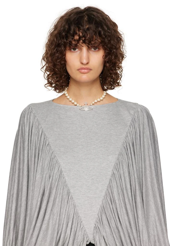 Vivienne Westwood White & Silver One Row Pearl Bas Relief Choker 2
