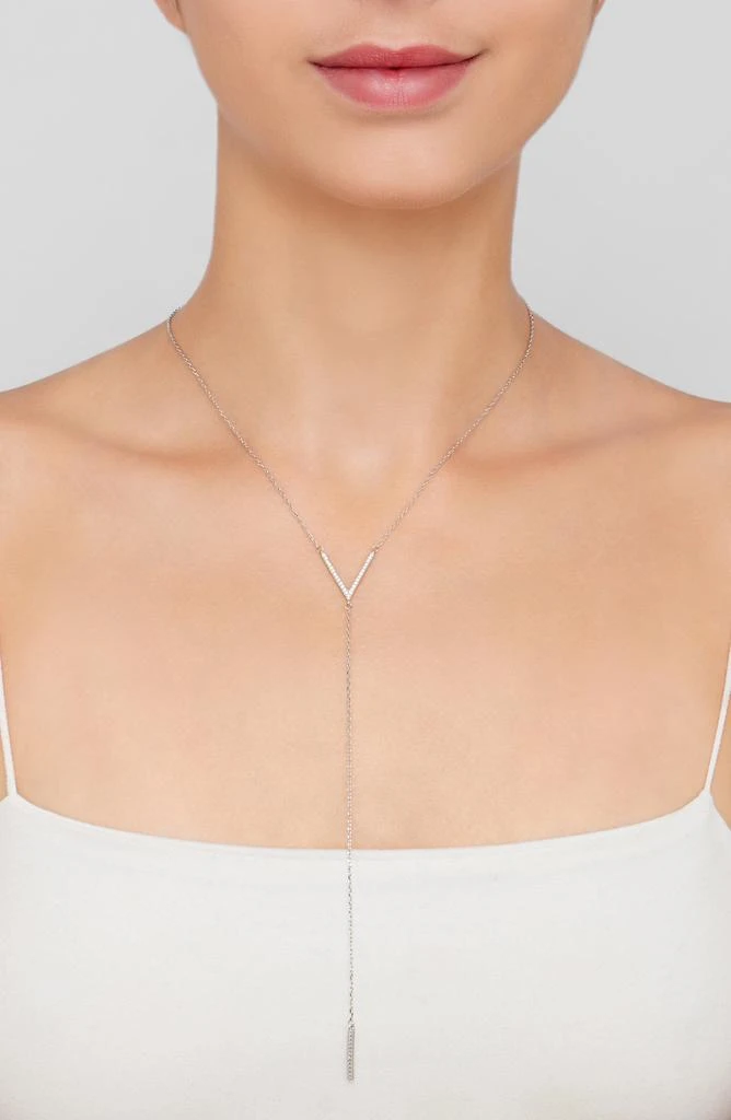 ADORNIA Sterling Silver Swarovski Crystal Accented V Necklace 2