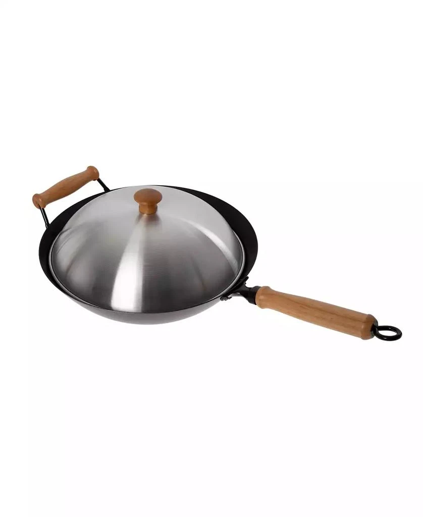 Honey Can Do Professional Series 14" Carbon Steel Nonstick Wok Set with Lid and Maple Handles, 10 Pieces 7