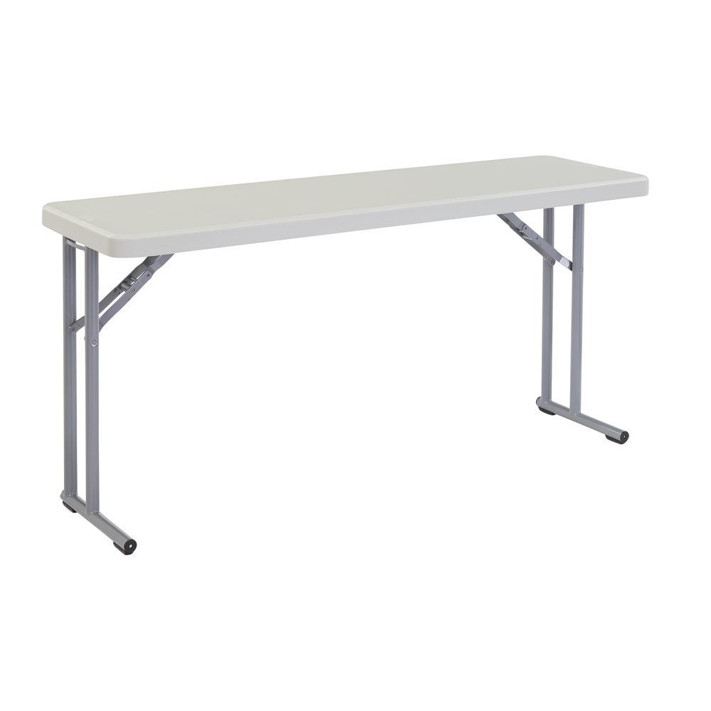 National Public Seating NPS 18" x 60" Heavy Duty Seminar Folding Table, Speckled Grey