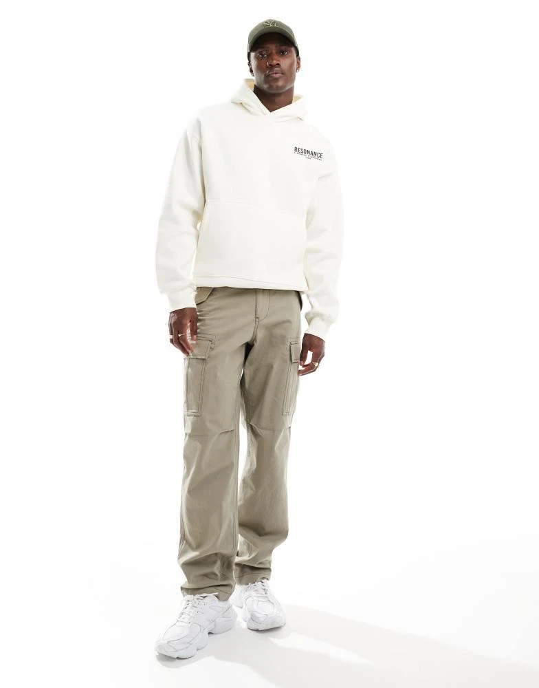 Selected Homme Selected Homme oversized hoodie in cream with text backprint 3