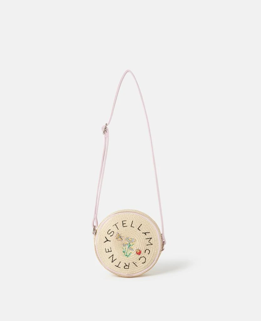 Stella McCartney Stella McCartney - Flower Embroidered Straw Crossbody Bag, Beige 1