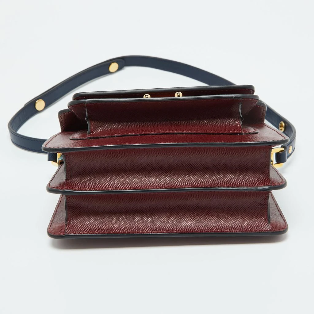 Marni Marni Burgundy/Navy Blue Leather Trunk Shoulder Bag 7