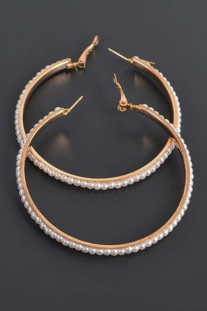TRUEDAMES Round Shape Pearl Hoop Earrings