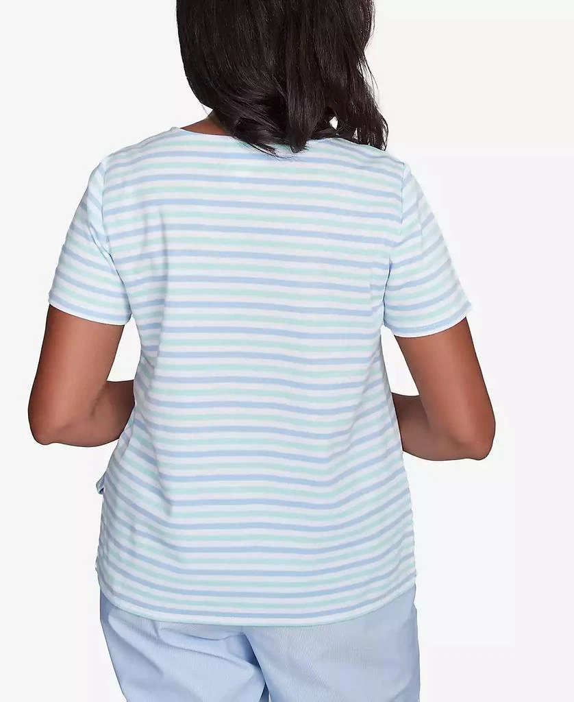 Alfred Dunner Petite St. Thomas Embroidered Daisy Striped Top 2