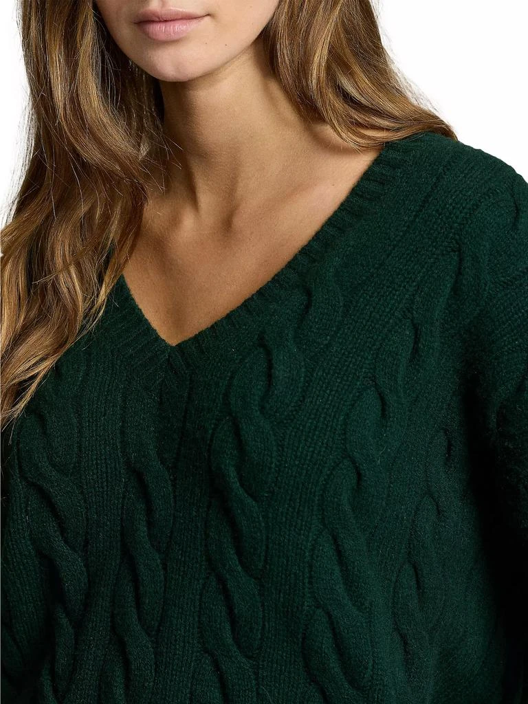Ralph Lauren Wool-Cashmere Cable-Knit V-Neck Sweater 5