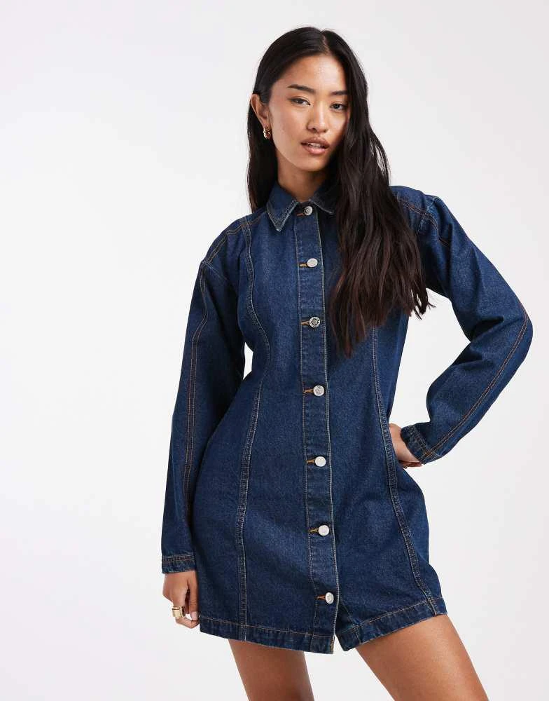 Miss Selfridge Miss Selfridge denim fitted shirt dress in indigo wash -  Jackets - Free Shipping - BeyondStyle