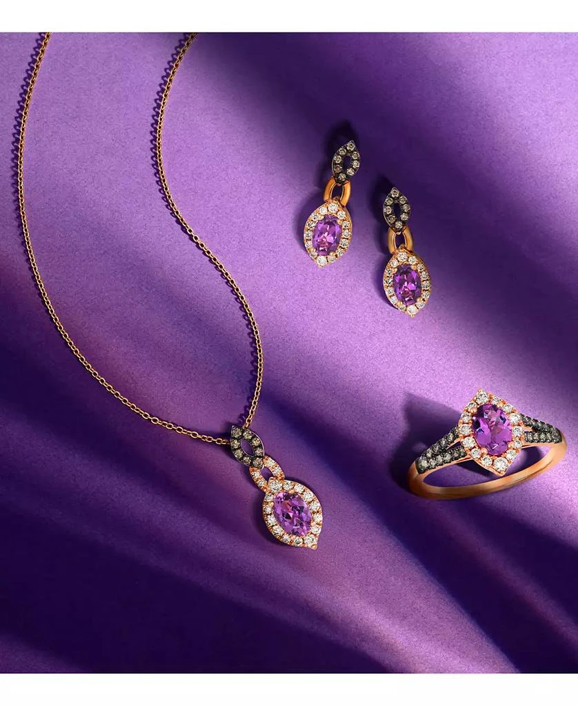 Le Vian Grape Amethyst (3/4 ct. t.w.) 
Diamond (1/3 ct. t.w.) Halo Adjustable 20" Pendant Necklace in 14k Rose Gold 3