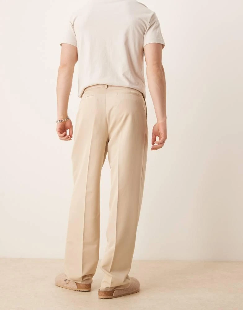 ASOS ASOS DESIGN smart belted wide leg trousers with front double pleats in beige 5